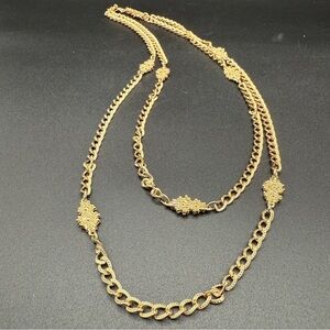 Accessocraft N.Y.C Vintage Double strand Gold Filigree Necklace
